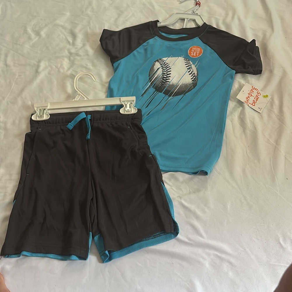 Jumping Beans Teal and Black Baseball Tee